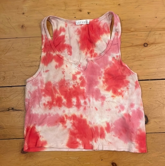 Anthropologue Anisa Notch Neck Tank - Pink Tie-Dye - Picture 4 of 7